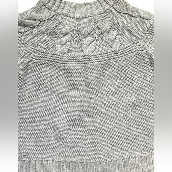 Aerie Womens Size M Gray Heavy Cotton Cable Knit Long Sleeve Sweater - Picture 7 of 9